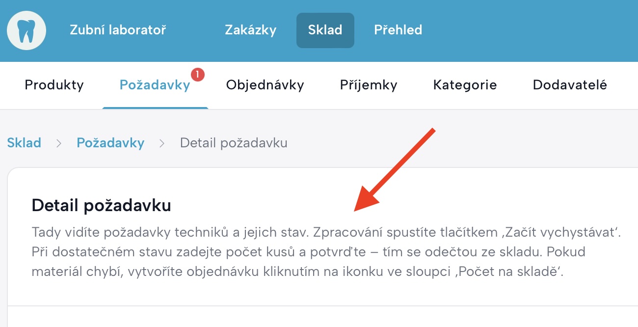 Obrazovka s označením nápovědy
