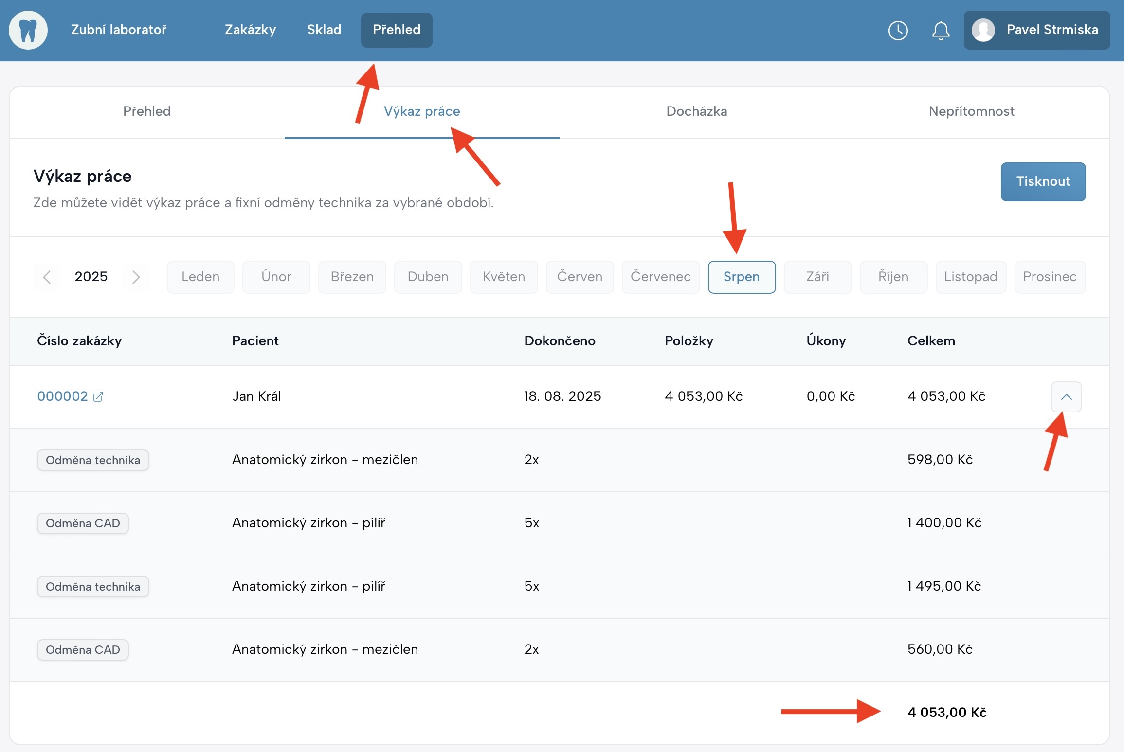 Výkaz práce – pohled technika