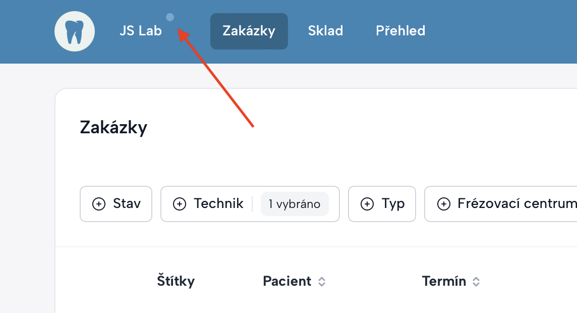 Notifikace čekající pozvánky v rámci aplikace
